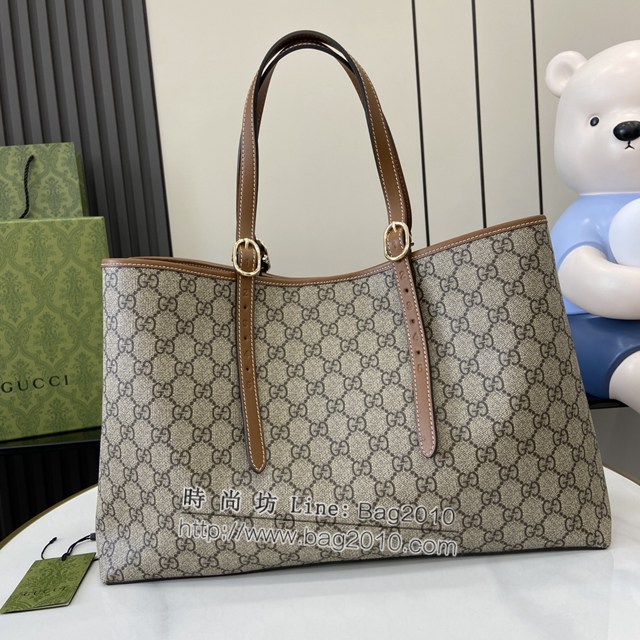 Gucci專櫃古馳最新款購物袋GG圖案條紋織大號肩背包 jh1995型號：815213